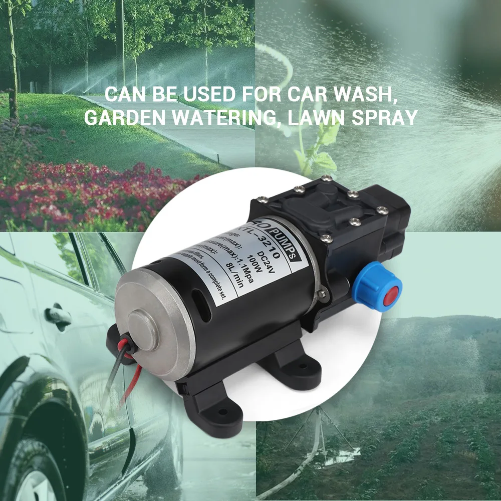 DC 12V 24V 80W Мембранный Водяной насос высокого давления микро мембранный Водяной насос с автоматическим переключателем для RV лодки 8л/мин
