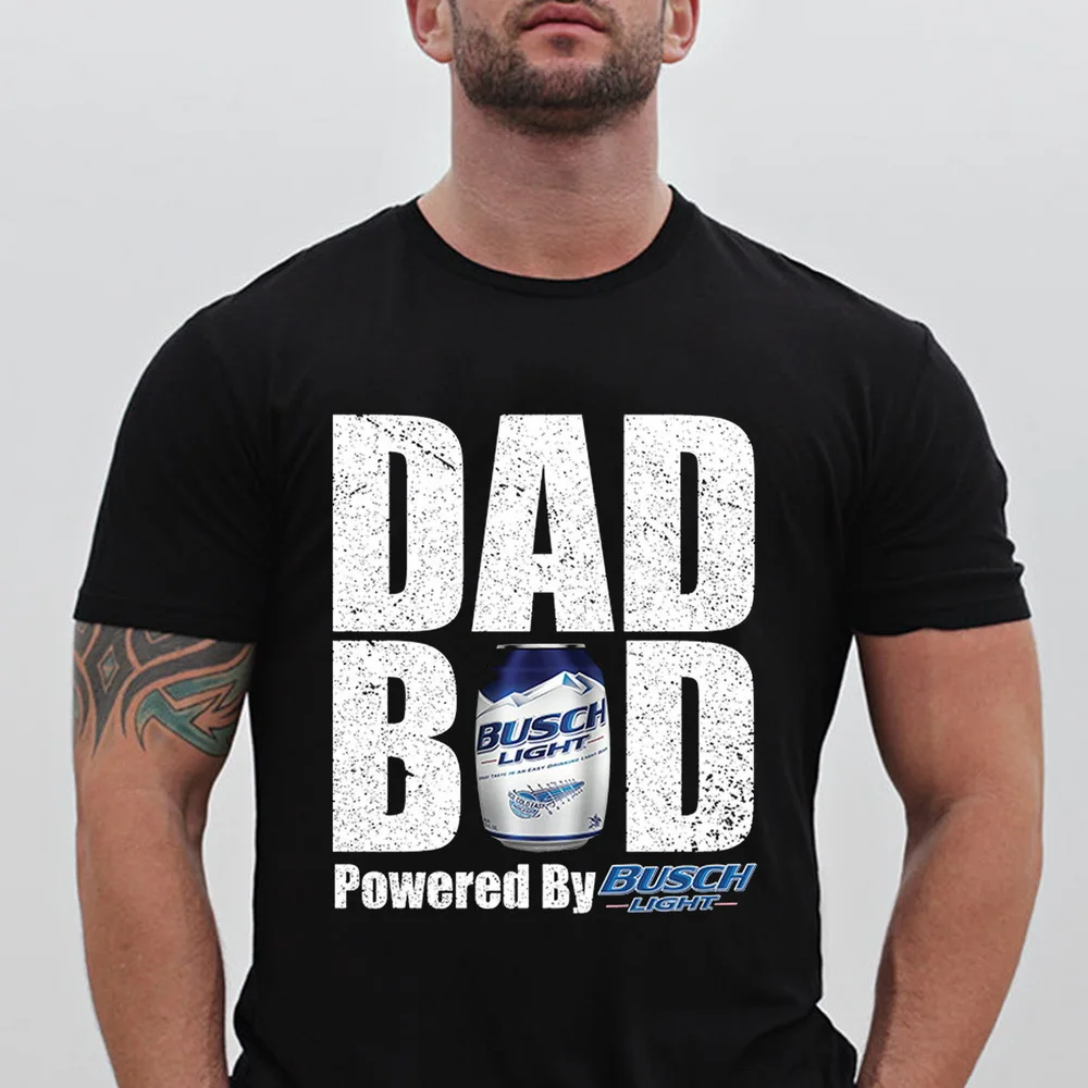 Dad Bad Powerd By Busch светильник Черная Мужская футболка Размер S 3Xl Забавный дизайн