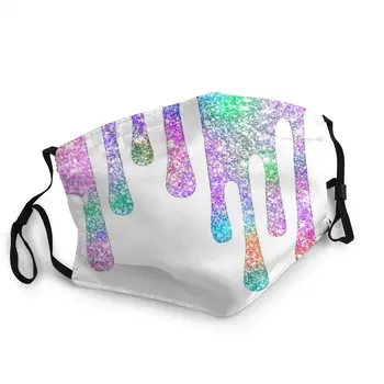 

Glitter Drips Dripping Rainbow Unisex Reusable Mouth Face Mask Fabric Anti Haze Protection Mask Mouth Muffle