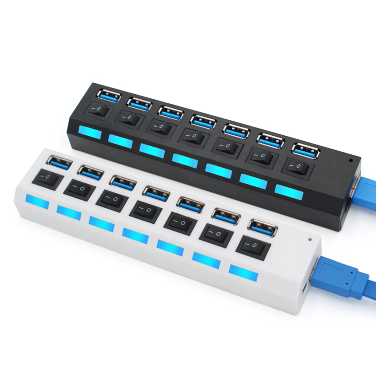 7-Порты и разъёмы usb-хаб 5Gps супер Скорость USB3.0 сплиттер с индивидуальными светодиодный светильник вкл/выкл кнопка для ПК компьютера Mac Мульти USB разветвитель