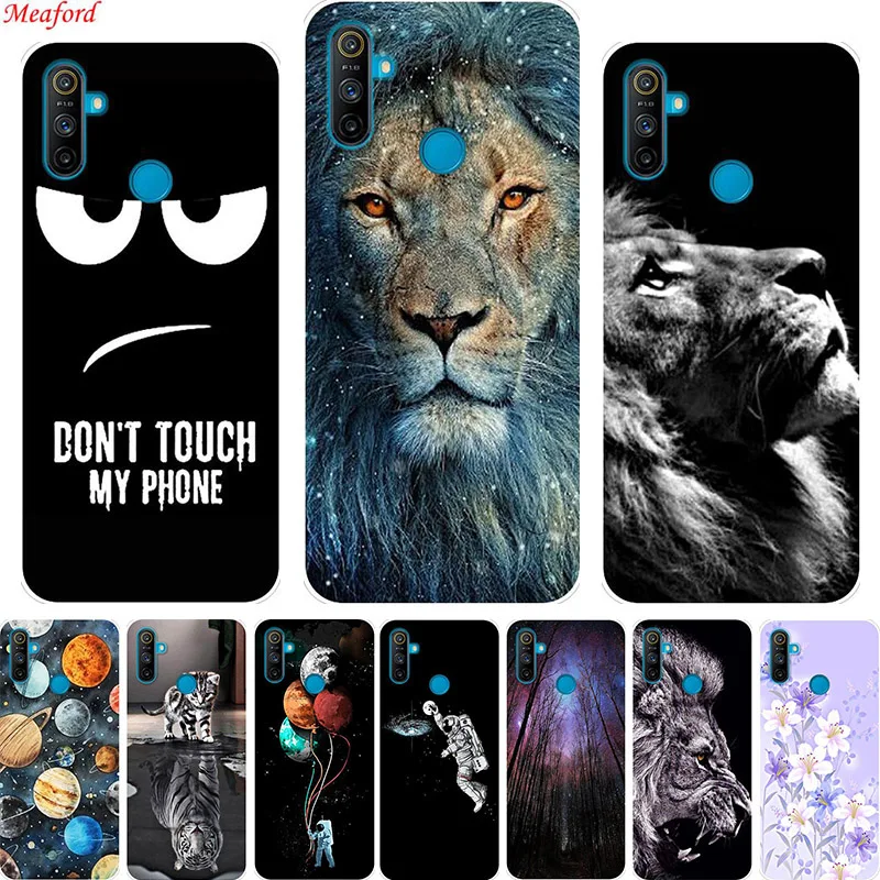 Крутой чехол для Realme C3 силиконовая задняя крышка с животными OPPO Funda Цветочный Capas C
