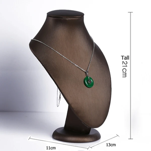 MOOCA 2 Pack Faux Leather Necklace Display Stand - 10.5 Inch Jewelry Bust Holder, Black - View #9