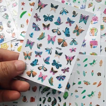 

16Pcs/set Nail Stickers Set Summer Collection Butterfly/Flowers Design Wholesale Nail Art 3D Wrap Self-Adhesive Nail Tips Decal