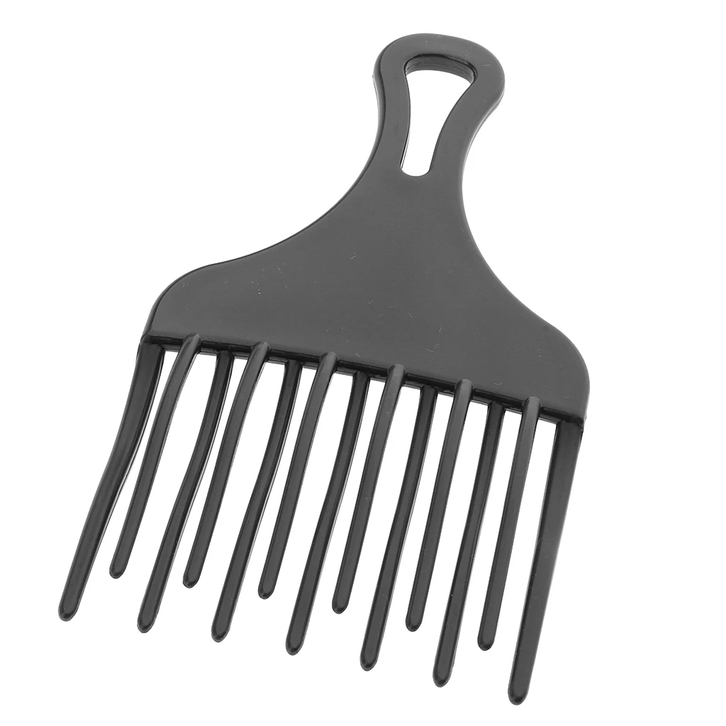 High Low Gear Professional Plastic Afro Curly Hair Pick Comb Detangle Wig Braid Styling Lift Hairbrush Black Friction Free