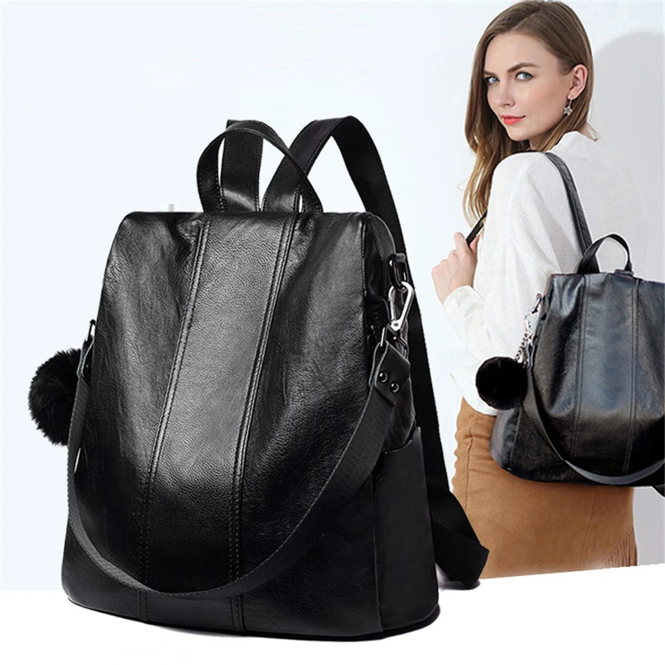 Обновленный вариант Противоугонный женский рюкзак 3 в 1 роскошный мягкий кожаный школьный рюкзак для девочек-подростков дорожный рюкзак