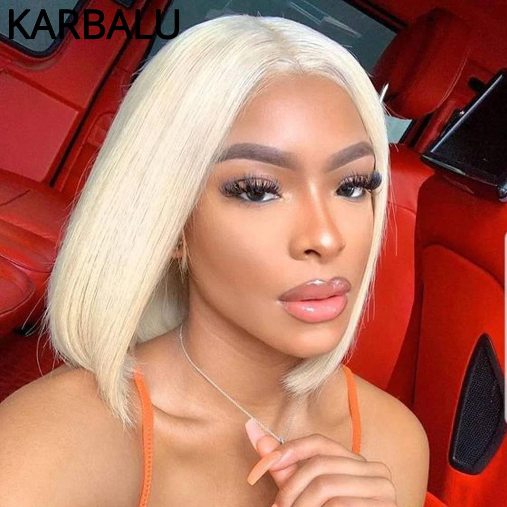 Karbalu 613 Blonde Straight Short Bob Wigs Human Hair 13x4x1 T Part  Brazilian Remy for Black Women Middle Part with Baby Hair|Part Lace Wigs| -  AliExpress