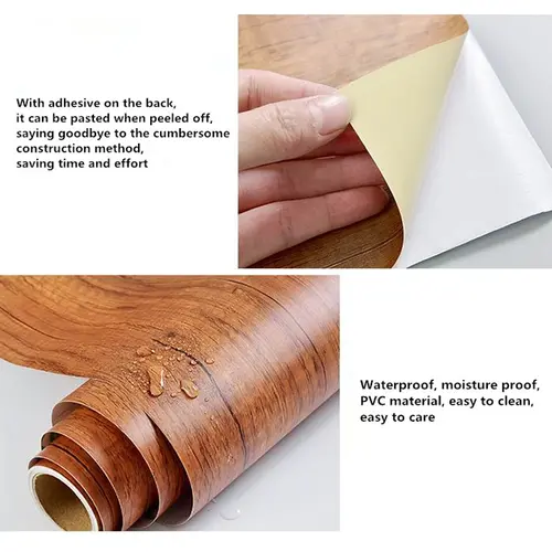 Wood Grain DIY Sticker PVC Self Adhesive Waterproof Wallpapers Renovation Furnitures Wall Stickers Home Decor Sticky Paper Decal - Image 5