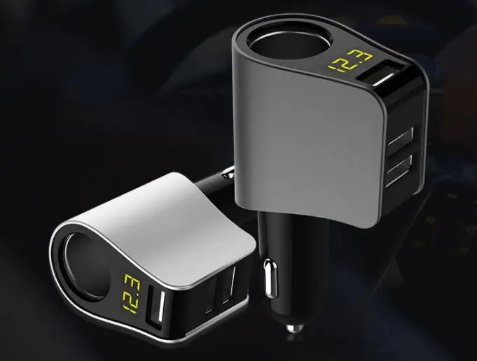 20 шт. 3.1A 3 USB Автомобильное зарядное устройство Быстрая зарядка телефон зарядное устройство адаптер с Volmeter Прикуриватель разъем HY10