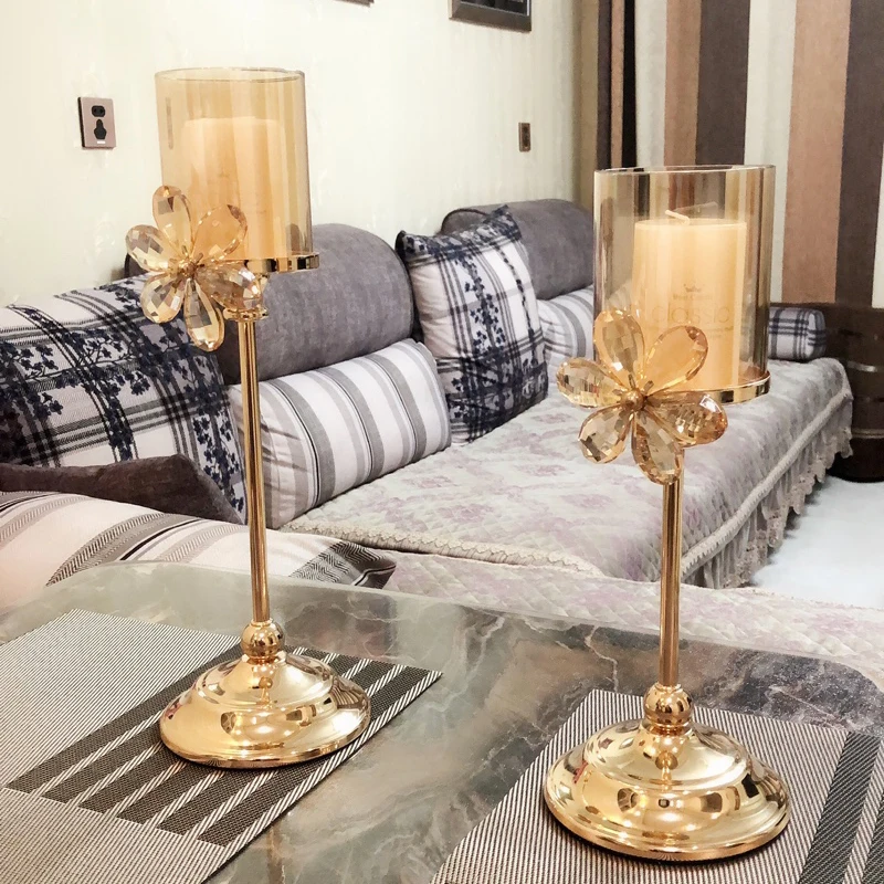 Gold Crystal Luxury Candle Holder Nordic Simple Romantic Candlestick Living Room Farol Portavelas Wedding Dinner Decor MM60ZT | Дом и сад