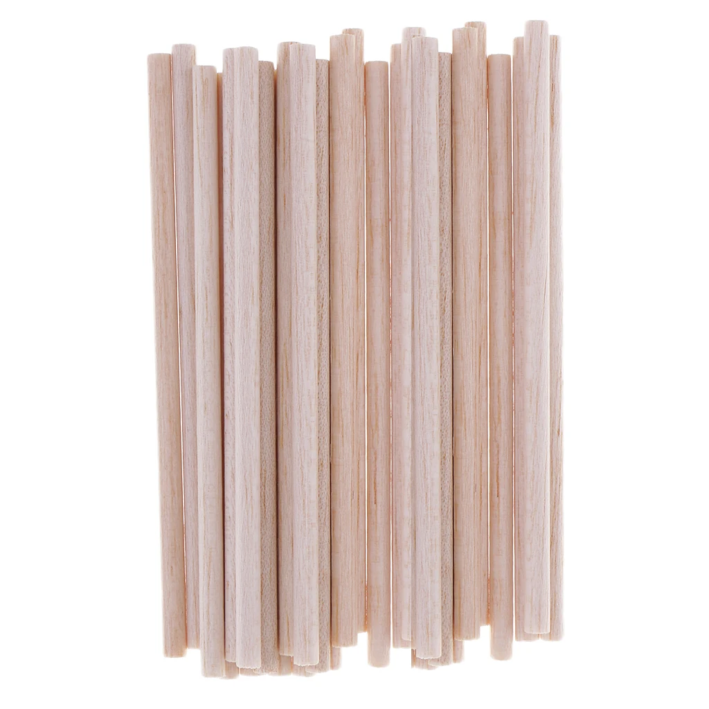30 Set Balsa Wooden Sticks Wood Dowel Rods 20pcs 15mm Diameter Craft Unfinished Natural Wood - 120mm Long