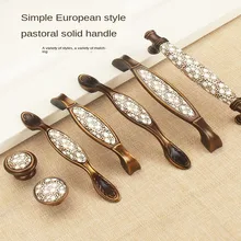 

Antique Bronze Ceramic Cabinet Handles Vintage Drawer Knobs Wardrobe Door Handles European Furniture Handle Hardware