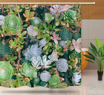 

Plant Cactus Shower Curtains Waterproof Polyester Fabric Shower Curtains Tropical Plants Bathroom Screen Curtain Home Decor