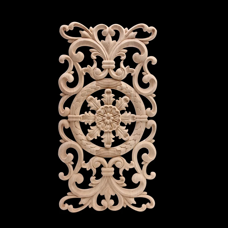 

Wood Figurines Wood Mouldings Wood Decal Carved Decor Modern Leaves Oval Flower Rubber Wood Furniture Doors Walls Corner Home