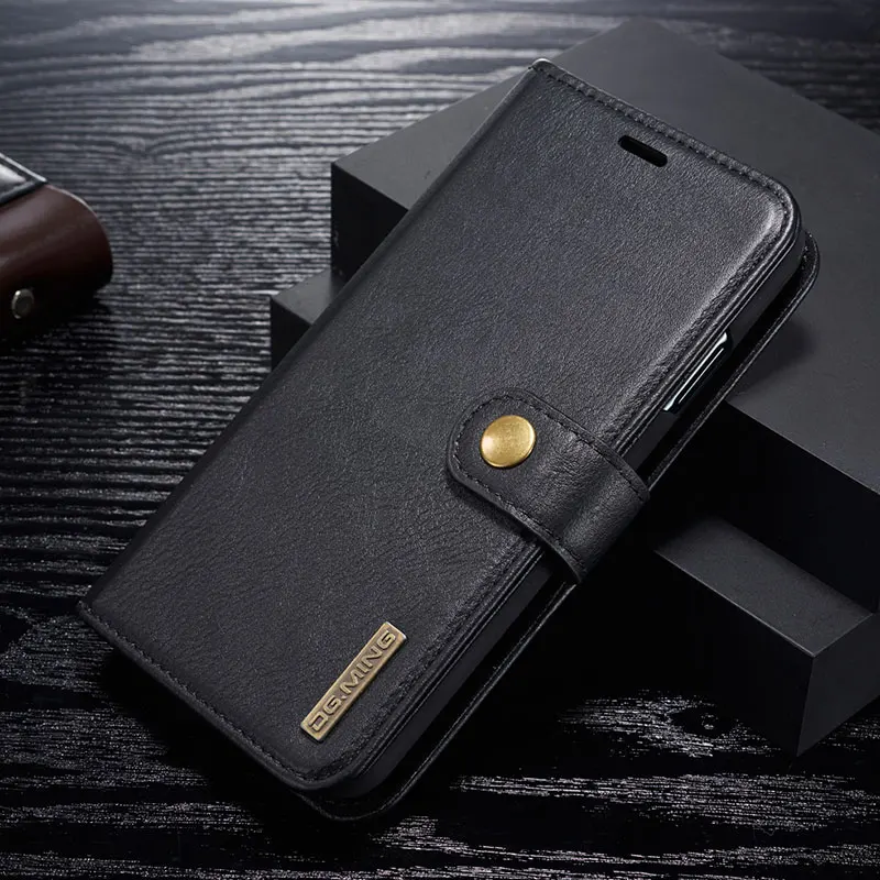 DG. Ming для IPhone 11 Pro XS Max Чехол-Кошелек Съемный из натуральной кожи Магнитный флип-чехол для IPhone XS XR 6S 7 8 Plus SE - Цвет: Черный