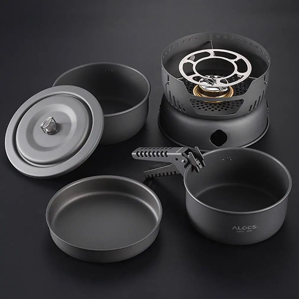 

New10pcs Outdoor Portable Size Windproof Camping Field Alcohol Stove Set Cookware Gas Cookout Picnic Cooker hot 2020