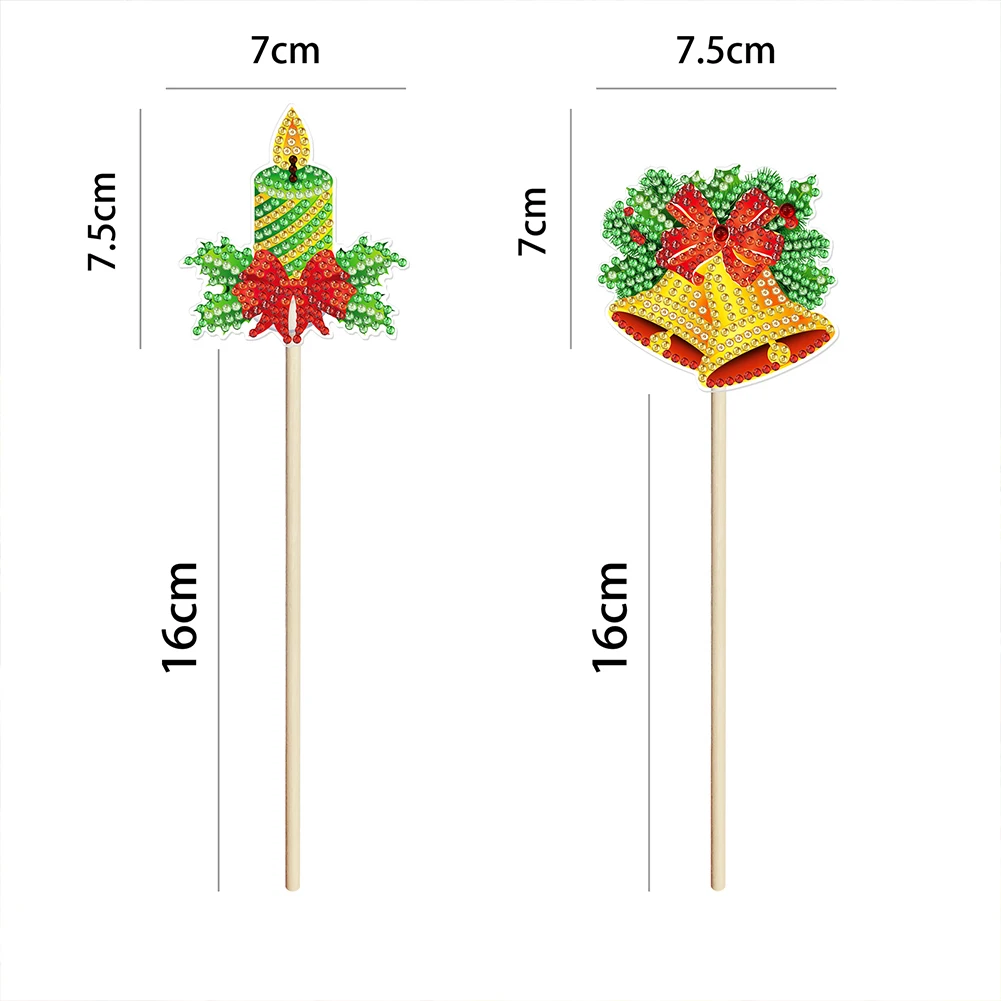 2pcs DIY Diamond Painting Flower Plant Decoration Stick Animal Diamond Embroidery Flower Pot Bedroom Home Ornaments 