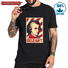 Mozart Propaganda Poster arte Popular T camisas para hombres famoso compositor de música camiseta música de Piano camisetas para parejas gran músico camisetas