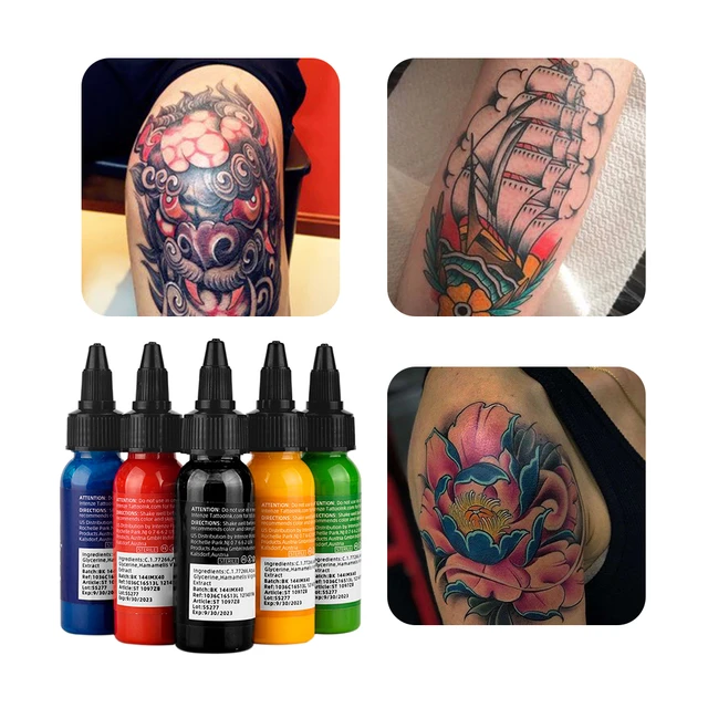 Set di inchiostri per tatuaggi, 7 colori Kit di pigmenti professionali 1 oz  (30 ml) Fornitura di tatuaggi per Tattoo Skin Body Art Set di inchiostri