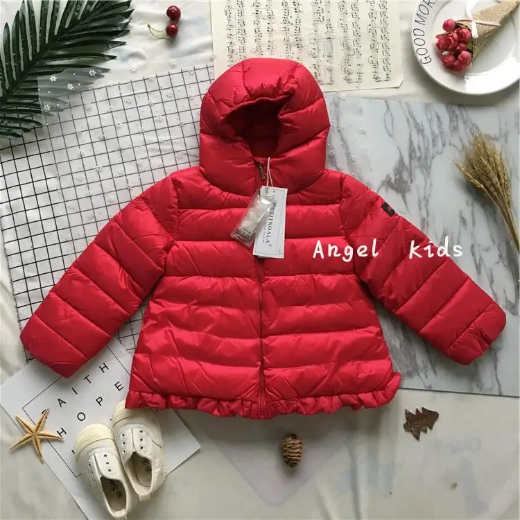 Tonytaobaby/новая зимняя детская одежда для маленьких девочек пуховая куртка пуховик с капюшоном на утином пуху зимние пальто для девочек