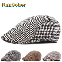 RoxCober/осенне-зимние береты в клетку, винтажная кепка газетчика, модные шапки для гольфа, гастби, повседневная Кепка для улицы