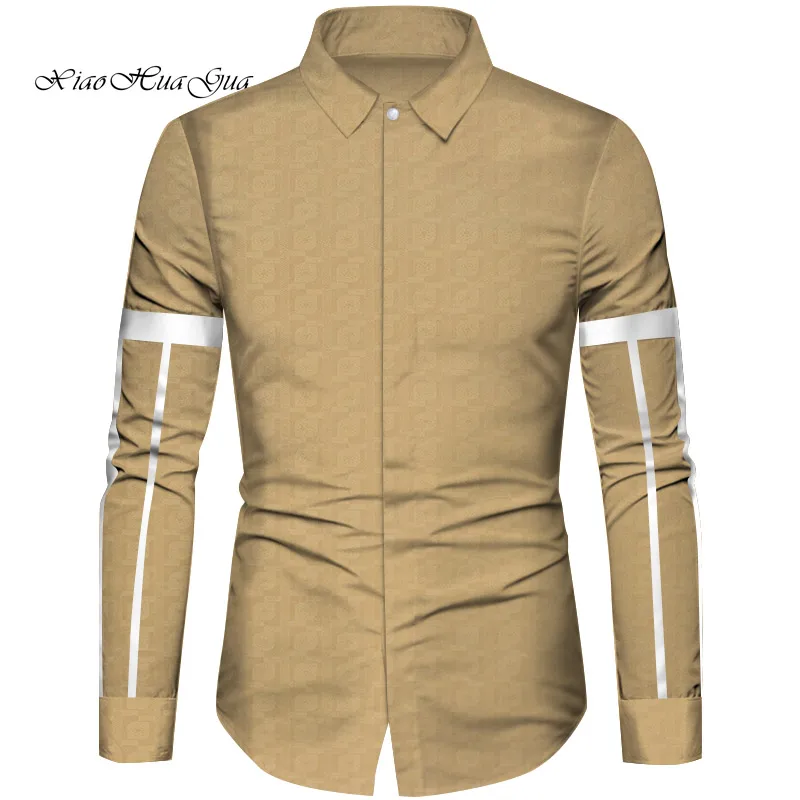 8 African Clothes Men Top Shirts Bazin Riche African Men Clothes Cotton Print Patchwork Formal Shirts Traditional African WYN832 - Цвет: 8