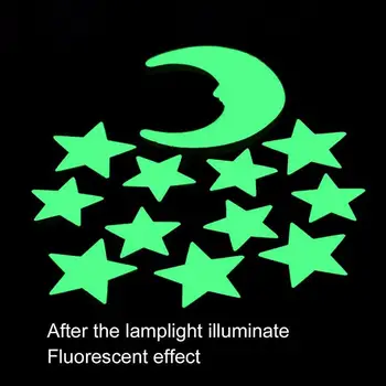 

12Pcs Stars Moon Glow In Dark Fluorescent Decal Wall Stickers Home Decoration Stickers Posters Wall Stickers