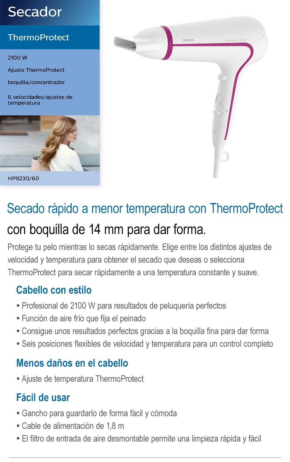 Secador de pelo Philips termoprotector HP8230/60|Secadores de pelo| -  AliExpress