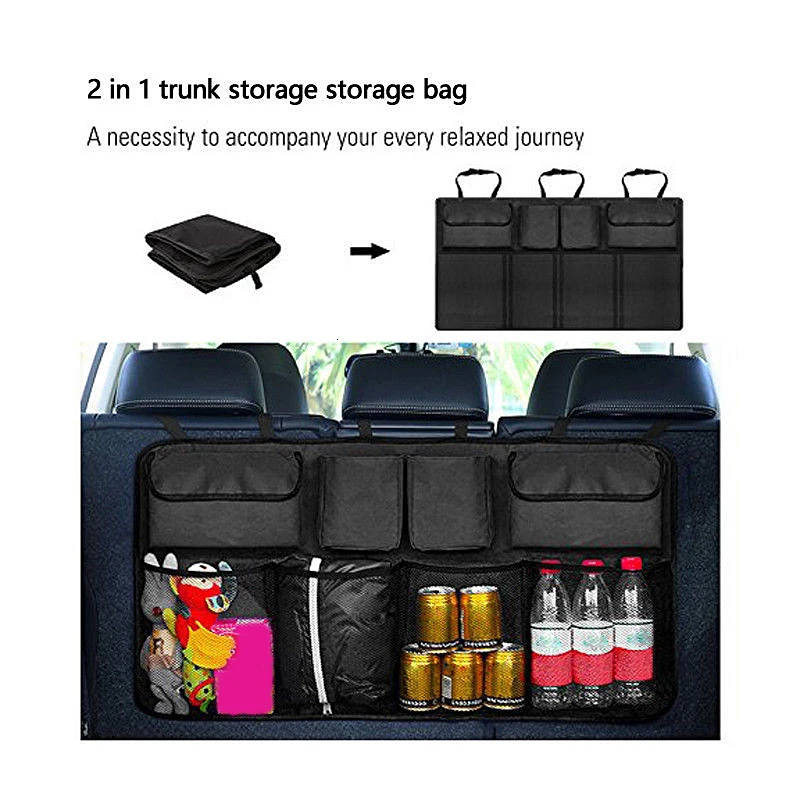 Car Trunk Organizer Universal Large Capacity Adjustable Backseat Oxford Storage Bag Automobile Seat Back Organizers Accessories