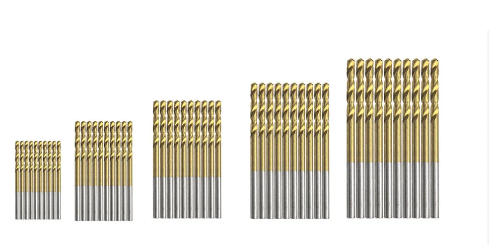 50 шт. сверла с титановым покрытием из быстрорежущей стали, набор сверл высокого качества для бурения по дереву 1/1. 5/2/2,5/3 мм