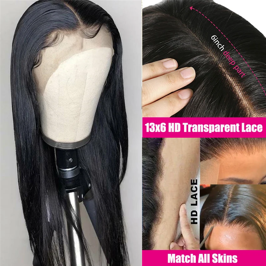 HD-Transparent-Lace-Wigs-13x4-13x6-Lace-Front-Human-Hair-Wig-Lemoda-Remy-4x4-Closure-Wig