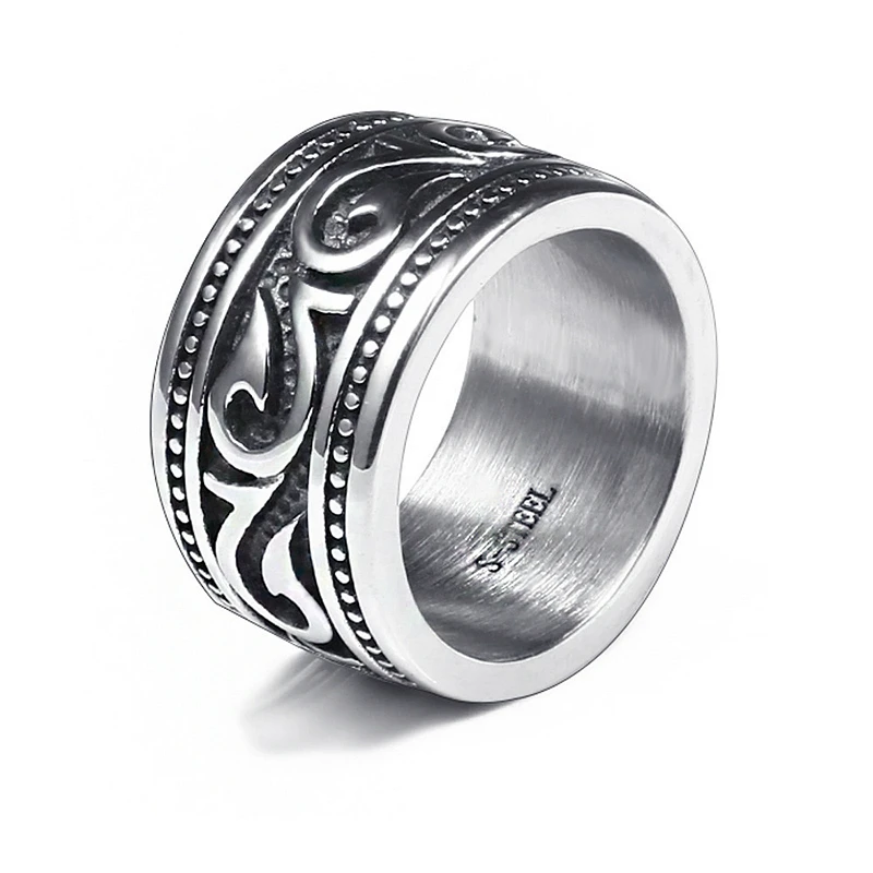 Кольцо мужское из нержавеющей стали винтажное ювелирное изделие серебристого