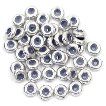 

250Pcs Silver Tone Round Stoppers With Rubber Spacers Beads Fit European Charms Bracelets Jewelry DIY Findings 11x3.5mm