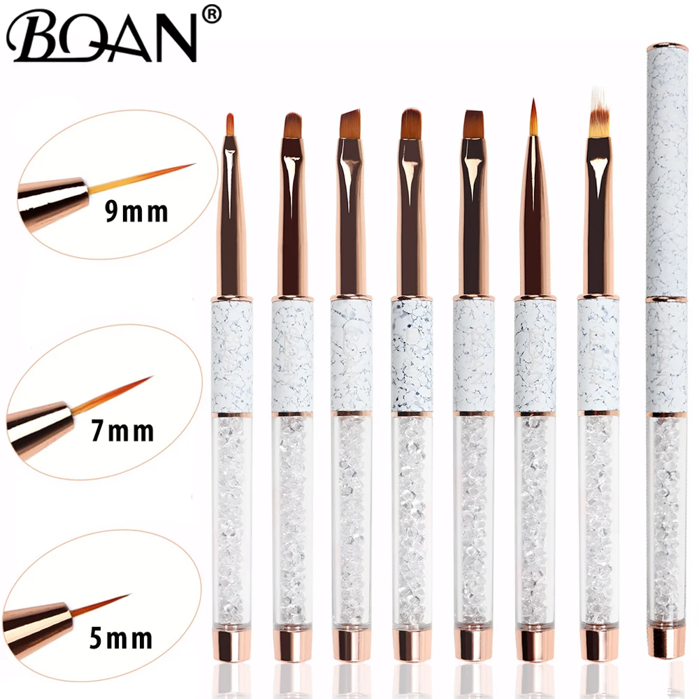 BQAN NEW Rose Gold Nail Art Brush Diamond Gradient Nail Brush Line Painting Brushes Nails Crystal Acrylic Liner Drawing Pen 5