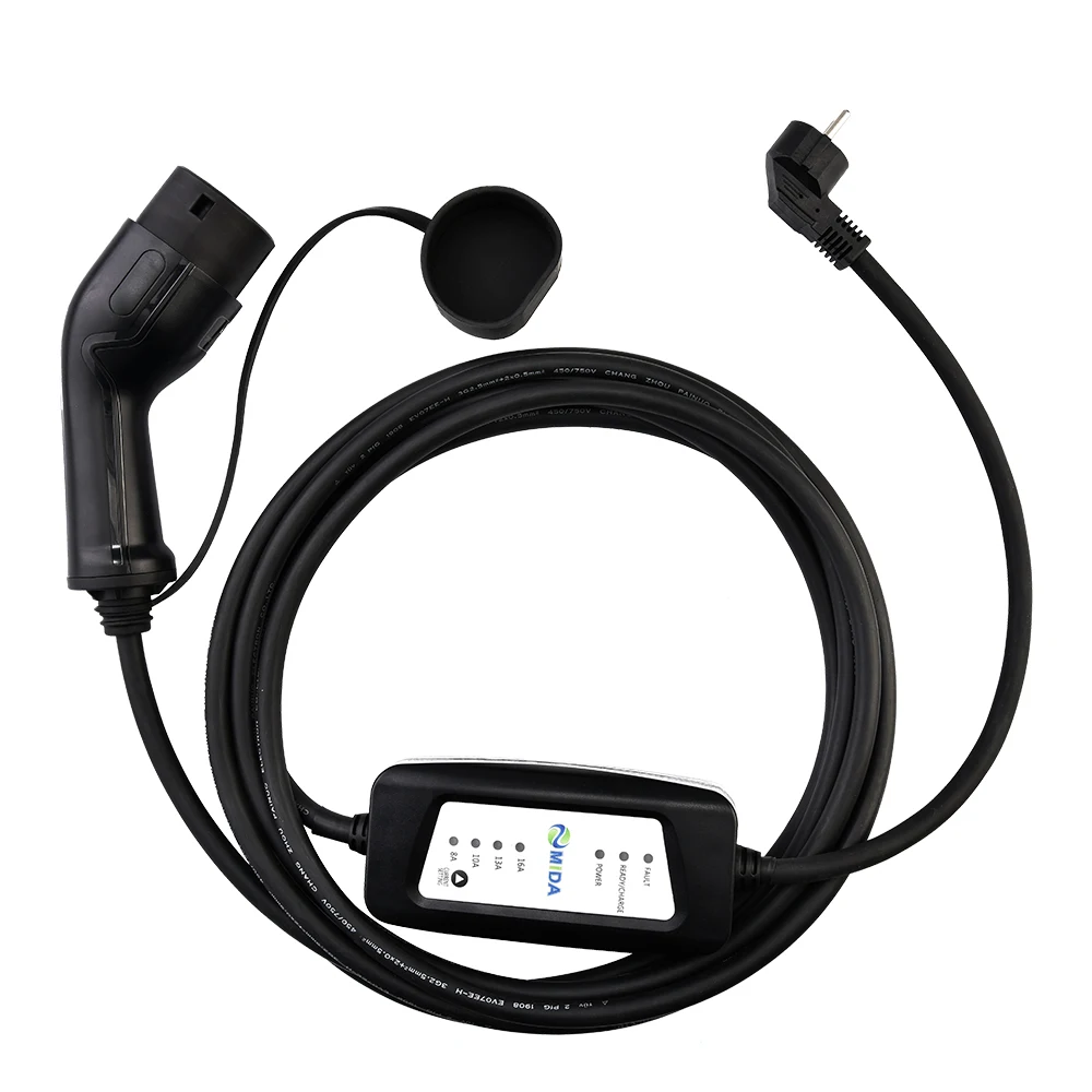Портативное зарядное устройство для электромобилей тип 2 8A 10A 13A 16A EU Schuko Plug EVSE