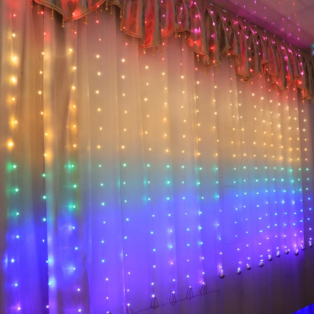 US $11.71 New USB Eight Function With Remote Control Curtain Light LED Copper String Fairy Lights Christmas Garlands For Wedding Decor