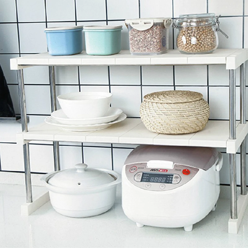 

2-Tier/3-Tier Microwave Oven Rack Organizer Kitchen Rack Multifunctional Kitchen Storage Shelf Bathroom Shelf Shoes Book Shelf