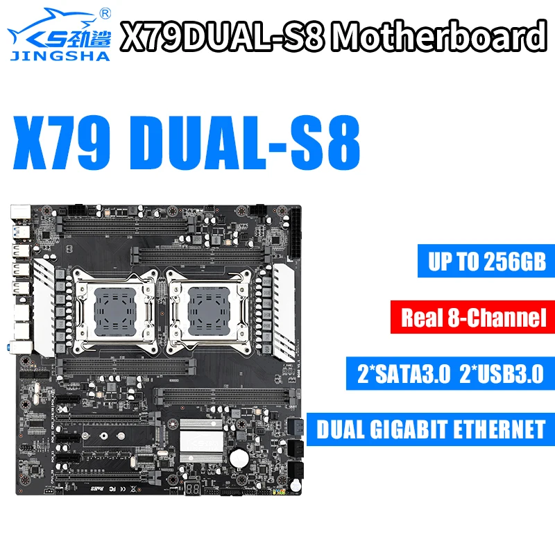 Best Price Dual CPU X79 Dual S8 Motherboard LGA-2011 Support for Dual Intel E5 V1/V2 DDR3 1333/1600/1866MHz 256G M.2 NVME SATA3 USB 3.0
