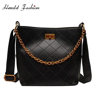 

Herald Fashion Plaid Embroidery Clutches Women Crossbody Black Classic Bag Shoulder Bag For Teenage Girls Chain Bag Trendy New