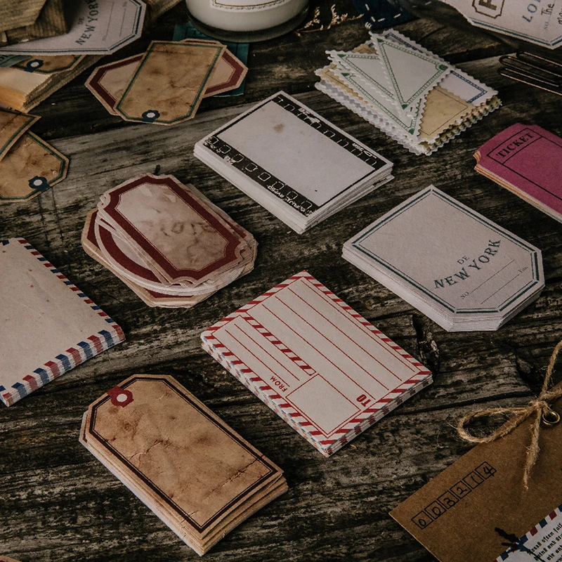 50pcs/box Vintage tag stamp letter ticket Bullet Journal Decorative Washi Stickers Scrapbooking Stick Label Diary Album | Дом и сад