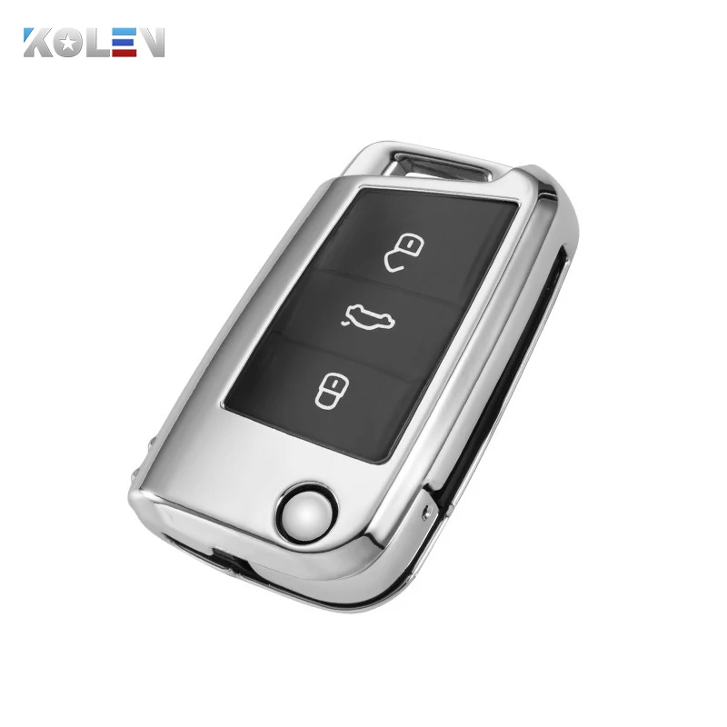 Мягкий чехол для автомобильного ключа из ТПУ с покрытием Volkswagen VW Golf 7 MK7 GTI R For Skoda