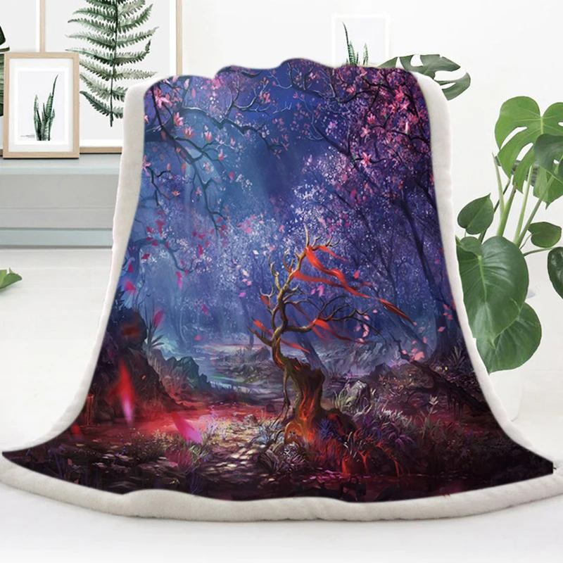 Multicolored tree Plush Throw Blanket Floral Print Cashmere Blanket Warm Blankets plush 3D digital printed blanket