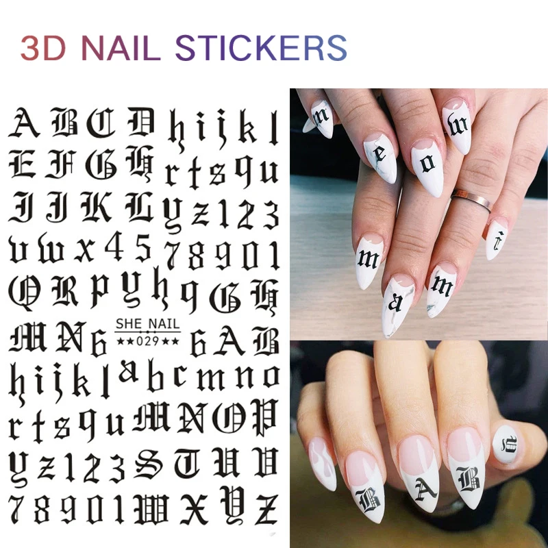 

3PCS Symbolic Number Nail Sticker Nail Art Supplies Nails Accessories Ultra Thin Gummed Black and White Gold and Silver Style