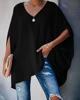 2022 New Fashion Women Summer Elegant V Neck Oversized Plus Size Top Lady Casual Solid Long Sleeve Loose Fit Blouse ► Photo 3/6