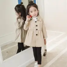 От 3 до 7 лет-осенняя верхняя одежда для маленьких девочек Однотонные пальто с принтом детские куртки Теплые Топы