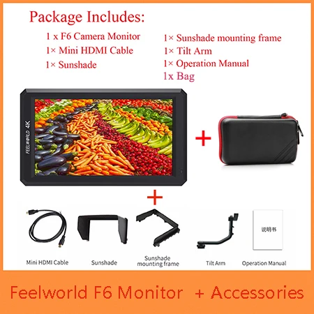 only F6 Feelworld F6 5," ips камера монитор 1920X1080 4K HDMI мониторинг DSLR монитор для sony Canon Nikon и т. д. DSLR/беззеркальная камера - Цвет: only F6