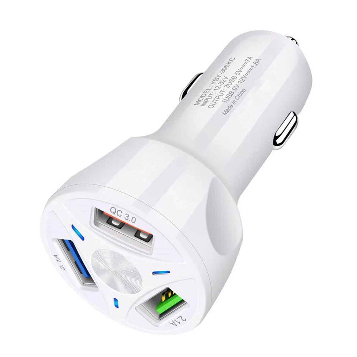 Белый Три порта Быстрая зарядка USB Автомобильное зарядное устройство для смартфона планшета UY8 - Цвет: Белый