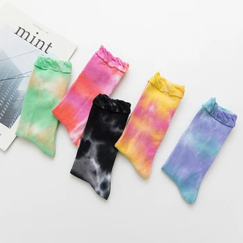 

2019 Cotton Skate Socks Men Women Sock Knee-high Funny Cycling Running Hiking Tie Dye Sox Harajuku Hip Hop Happy Socks
