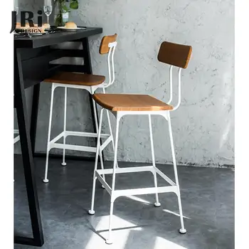 

30% Off [photographed Price] Retro Bar Chair Modern Minimalist Chair Solid Wood Wrought Iron High Stool Bar Chair
