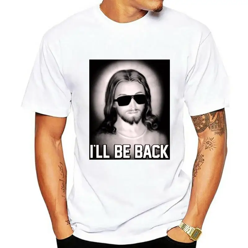 T-shirt Shirt Men Ill Be Back Jesus With Black Sunglasses Like Terminator Top S M L Xl 2x | Мужская одежда