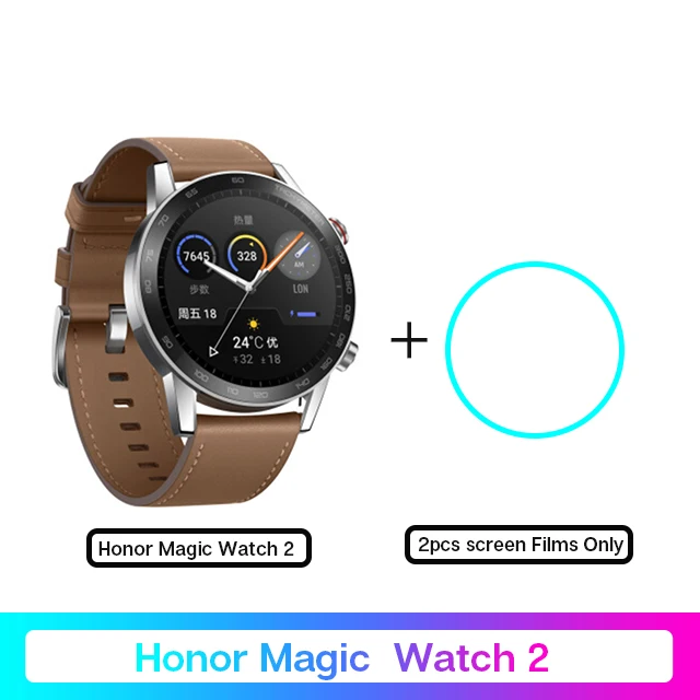 Honor Magic Watch 2 Смарт-часы Bluetooth 5,1 умные часы не GT 2 водонепроницаемые 14 дней умные спортивные часы сердце для Android iOS - Цвет: Brown Watch Add Film